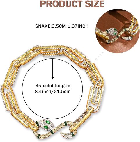 ELABEST Rhinestone Paperclip Snake Chain Bracelets Sparkly Paperclip Link Bracelet Cuban Link Paperclip Chain Jewelry for Women and girls in Saudi Arabia