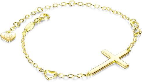 BlingGem Cross Bracelet for Women 925 Sterling Silver Rose Gold Plated Dainty Religious Christian Bracelet Faith Hope God Blessed Confirmation Jewelry Gift for Women Girlfriend Daughter in Saudi Arabia