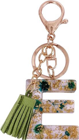 SELOVO Women Girls Initial Green Keychain Capital Letter Alphabet Keyring in Saudi Arabia