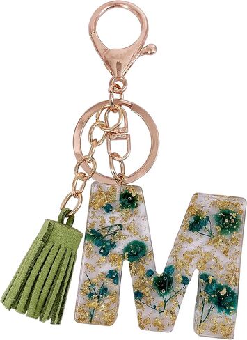 SELOVO Women Girls Initial Green Keychain Capital Letter Alphabet Keyring in Saudi Arabia