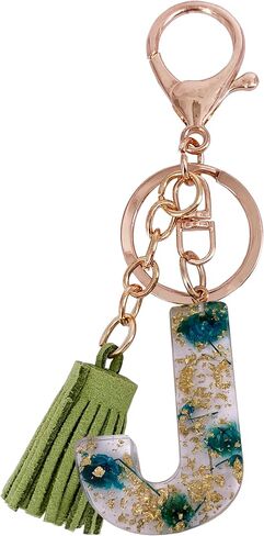 SELOVO Women Girls Initial Green Keychain Capital Letter Alphabet Keyring in Saudi Arabia