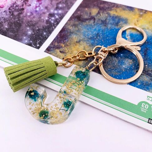 SELOVO Women Girls Initial Green Keychain Capital Letter Alphabet Keyring in Saudi Arabia