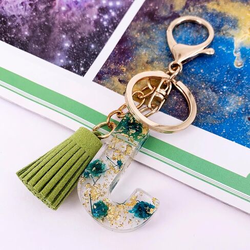 SELOVO Women Girls Initial Green Keychain Capital Letter Alphabet Keyring in Saudi Arabia