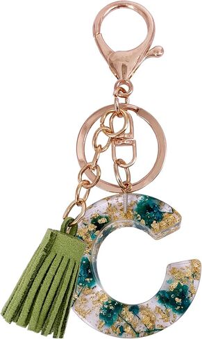 SELOVO Women Girls Initial Green Keychain Capital Letter Alphabet Keyring in Saudi Arabia