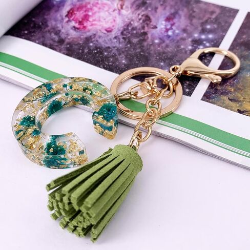 SELOVO Women Girls Initial Green Keychain Capital Letter Alphabet Keyring in Saudi Arabia