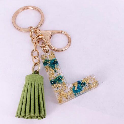 SELOVO Women Girls Initial Green Keychain Capital Letter Alphabet Keyring in Saudi Arabia