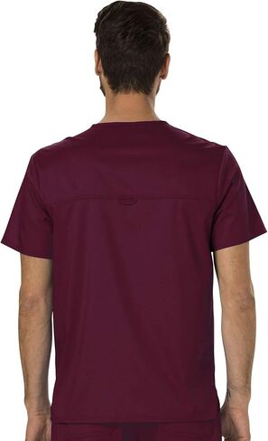 Cherokee Men Scrubs Set Workwear Revolution WW690 Tuckable V-Neck Top & WW140 Fly Front Pant, Wine- M Top/M Pant in Saudi Arabia