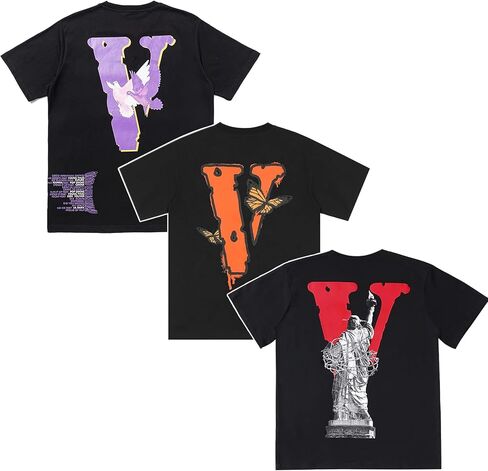 Men's T-Shirt 3 Pack Short Sleeve Graphic Tees Novelty Tops Women Casual Hip Hop Crew Neck Shirts Dove Statue ButterflyBlack L in Saudi Arabia