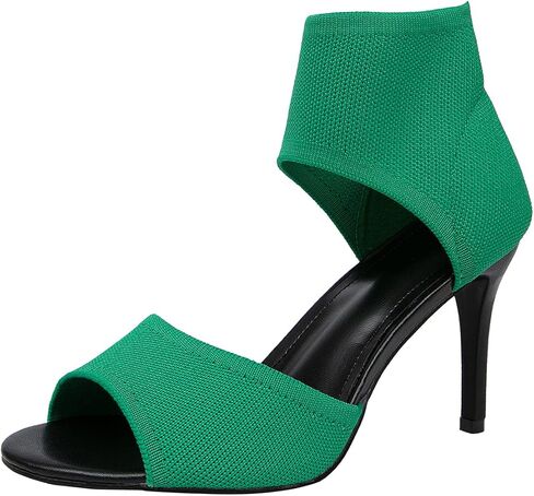 صنادل نسائية بكعب عالٍ من getmorebeauty مفتوحة عند الأصابع من القماش المحبوك وكعب علوي in Kuwait