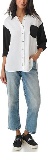 Karl Lagerfeld Paris Women's Soft Long Sleeve Colorblock Everyday Fashion Sport Blouse in Saudi Arabia