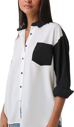 Karl Lagerfeld Paris Women's Soft Long Sleeve Colorblock Everyday Fashion Sport Blouse in Saudi Arabia