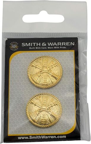 Smith & Warren Firefighter Scramble Vertical Ladder Collar Insignia with Rope Border Gold Finish Fire Uniform Pin in Saudi Arabia