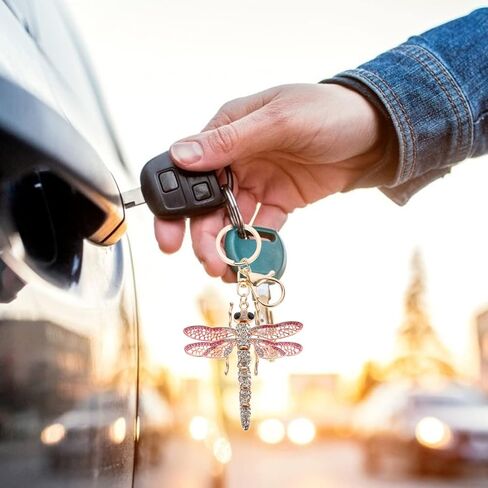 Amosfun Dragonfly Keychain car Charm Butterfly Keychains for Women Gifts- Creative Gradient Color Key Pendant Dragonfly- Design Key Chain Bag Decor in Saudi Arabia