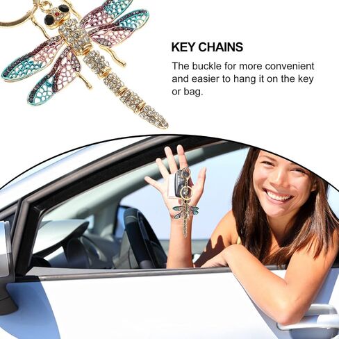 Amosfun Dragonfly Keychain car Charm Butterfly Keychains for Women Gifts- Creative Gradient Color Key Pendant Dragonfly- Design Key Chain Bag Decor in Saudi Arabia