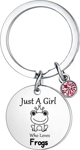 سلسلة مفاتيح بتصميم ضفدع مضحكة للبنات لمحبي الضفادع بعبارة Just A Girl Who Loves Frogs هدايا للابنة والأخت وابنة الأخت والفتيات، سلسلة مفاتيح لصديقة، فضي، مقاس واحد, فضي, One Size in Kuwait