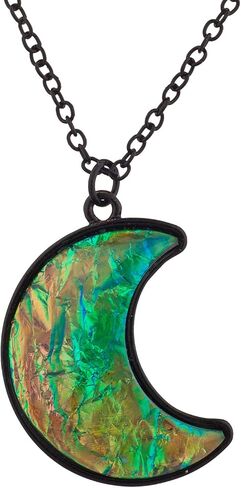 LUX ACCESSORIES عقد بسلسلة من الأحجار الكريمة باللون الفضي على شكل هلال وقمر بسيط in Kuwait