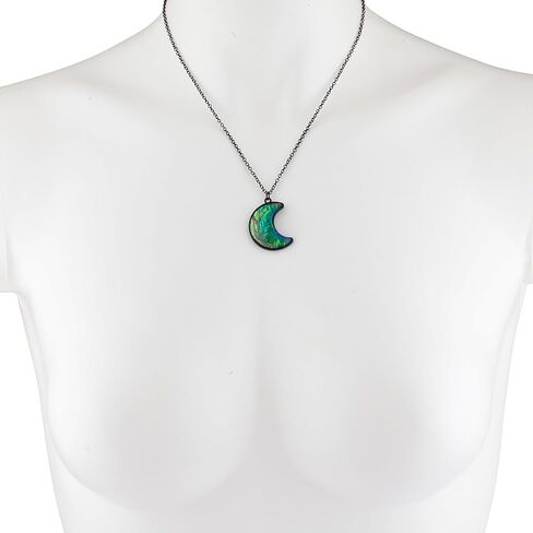 LUX ACCESSORIES عقد بسلسلة من الأحجار الكريمة باللون الفضي على شكل هلال وقمر بسيط in Kuwait