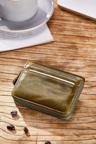 Vintage Full Top Grain Leather Wallet RFID Blocking Multi Card Case with Zipper Pocket Card Holder for Men Women Gift Box in Kuwait