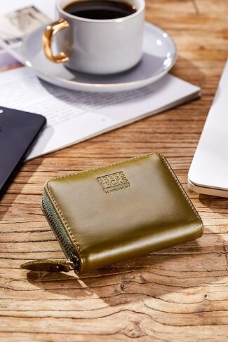 Vintage Full Top Grain Leather Wallet RFID Blocking Multi Card Case with Zipper Pocket Card Holder for Men Women Gift Box in Kuwait