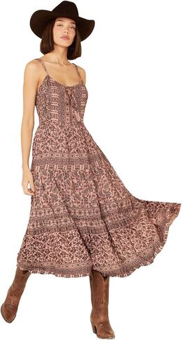 Angie womens OVERDYE TIE NECK STRAPPY BACK TIERED SKIRT MAXI DRESS Casual Dress in Saudi Arabia
