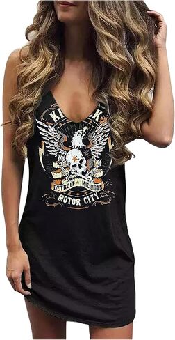 You Had Me at Day Drinking Mini Dress for Women Summer Sleeveless Deep V Neck Casual T Shirts Dresses Vintage Sundress in Saudi Arabia