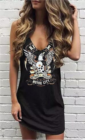 You Had Me at Day Drinking Mini Dress for Women Summer Sleeveless Deep V Neck Casual T Shirts Dresses Vintage Sundress in Saudi Arabia