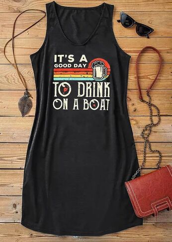 You Had Me at Day Drinking Mini Dress for Women Summer Sleeveless Deep V Neck Casual T Shirts Dresses Vintage Sundress in Saudi Arabia