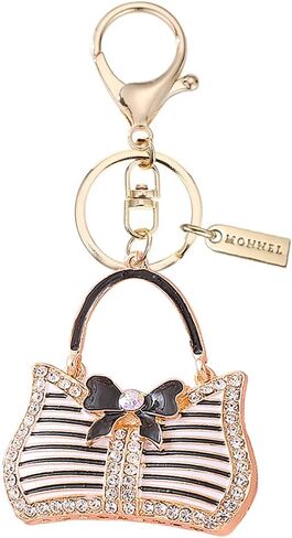 Monnel Women's Zinc Alloy Metal Crystal 3D Handbag with Bow Charm Lobster Clasp Key Ring Keychain ZM59 in Saudi Arabia