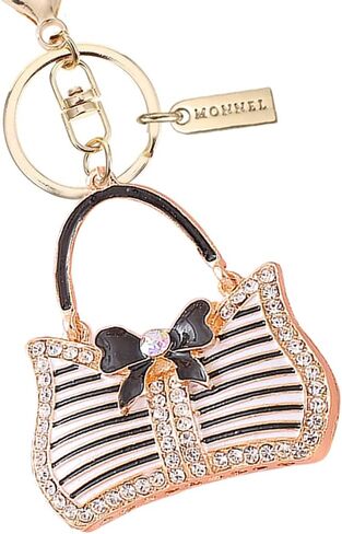 Monnel Women's Zinc Alloy Metal Crystal 3D Handbag with Bow Charm Lobster Clasp Key Ring Keychain ZM59 in Saudi Arabia