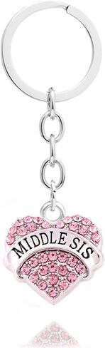 3 قطع من الكريستال الوردي الكبير للأخت الصغيرة هدية للعائلة وصديق العائلة حلقات سلسلة مفاتيح مجموعة سلاسل مفاتيح للنساء والفتيات in Kuwait