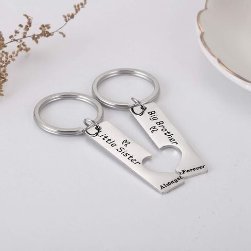 رالوكيا سلسلة مفاتيح متطابقة بتصميم الاخ الكبير والاخت الصغيرة من قطعتين، افكار هدايا جديدة لعيد الاخوة والاعلان عن الحمل واعياد الميلاد والكريسماس in Kuwait
