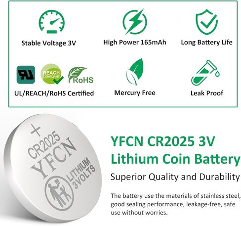 CR2025 Battery 3V Lithium Battery 5 Count Pack CR2025 Batteries for Key Fobs, Remote Control, lED Candles, Thermometers - CR 2025 Coin Cell Batteries - 5 Years Shelf Life in Saudi Arabia