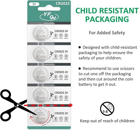 CR2025 Battery 3V Lithium Battery 5 Count Pack CR2025 Batteries for Key Fobs, Remote Control, lED Candles, Thermometers - CR 2025 Coin Cell Batteries - 5 Years Shelf Life in Saudi Arabia