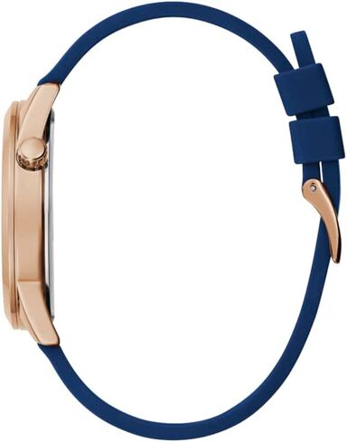 GUESS Men's 42mm Watch - Blue Strap Blue Dial Rose Gold Tone Case in Saudi Arabia