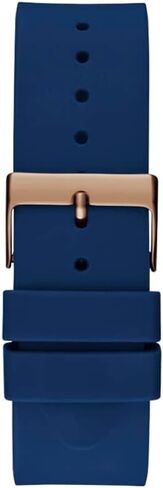 GUESS Men's 42mm Watch - Blue Strap Blue Dial Rose Gold Tone Case in Saudi Arabia