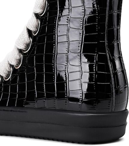 UBWDU Fashion High Top Sneakers for Women Wide Lace Up Black Crocodile Print Platform Sneaker Shoes with Zipper Casual Walking Shoes in Saudi Arabia