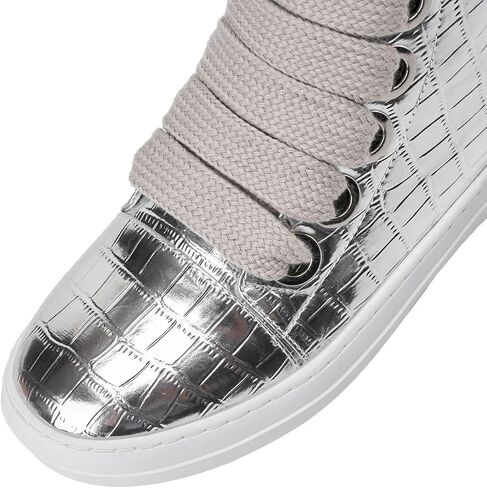 UBWDU Fashion High Top Sneakers for Women Wide Lace Up Black Crocodile Print Platform Sneaker Shoes with Zipper Casual Walking Shoes in Saudi Arabia