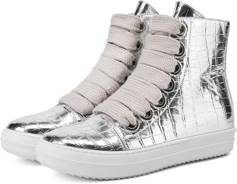 UBWDU Fashion High Top Sneakers for Women Wide Lace Up Black Crocodile Print Platform Sneaker Shoes with Zipper Casual Walking Shoes in Saudi Arabia