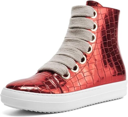 UBWDU Fashion High Top Sneakers for Women Wide Lace Up Black Crocodile Print Platform Sneaker Shoes with Zipper Casual Walking Shoes in Saudi Arabia