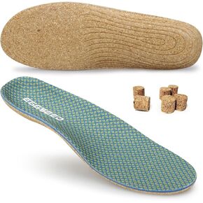 Thin Plantar Fasciitis Insoles, Arch Support Soft Breathable Cork Orthotic Shoe Inserts for Heel Pain Relief and Flat Foot, Anti Fatigue Work Shoe Insert Men Women