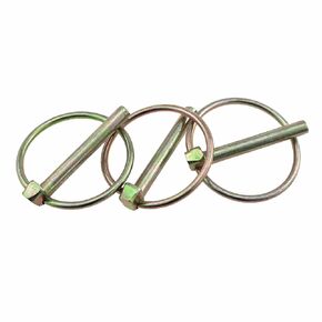 3PCS 6x45mm Pin Kit Yellow Galvanised O Ring Safety Pin Steel Safety Pin Positioning Pin for Car Truck Lawn Mowers Tractors