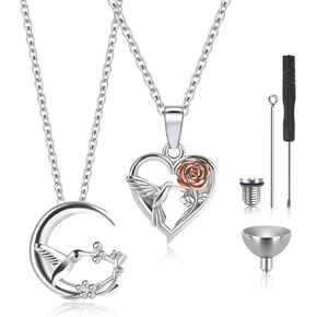 Urn Necklaces for Ashes, Hummingbirds send flowers - Seen as a Messenger from Heaven,Cremation Necklack for Ashes,Cremation Jewelry Safe and Waterproof Memorial Pendant