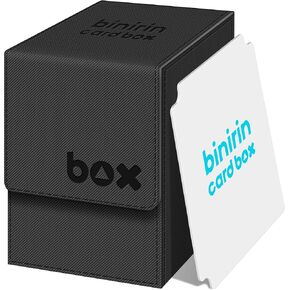 Card Deck Box for Trading Cards with 1 Divider, Side-loading Card Storage Box Fits 120+ Sleeved Cards, PU Leather Strong Magnet Closure Card Box for Magic Commander Yugioh Sports Cards (Black)