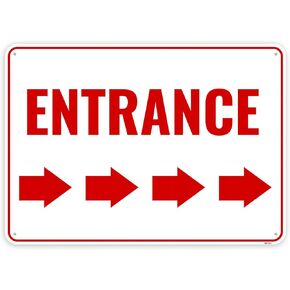 1PC Entrance Sign Right Arrow, 14 x 10 Inches - Aluminum - Entry Enter Here Only Sign
