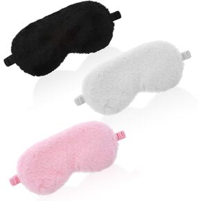 3 Pcs Plush Sleeping Eye Mask, Soft and Fuffy Plush Blindfold Comfortable Faux Fur Eye Shade with Elastic Strap for Women Men and Kids Travel Nap Sleeping -Color tie-dye (Pink,Purple,Blue)
