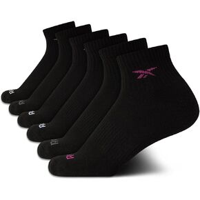 Reebok Girls' Quarter Socks - 6 Pack Performance Cushioned Comfort Quarter Cut Ankle Socks - Athletic Socks for Girls