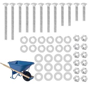 Wheelbarrow Carriage Bolts and Nuts Kit, 5/16" Stainless Carriage Bolts 4", 3", 2-1/2" and 2" Wheelbarrow Handles Bolts Kit Replacement-12 Pack