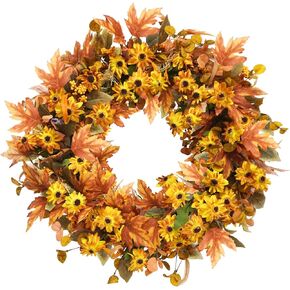 27.5 Inch Fall Wreath for Front Door Large Artificial Fall Door Wreath Large Autumn Wreath with Pumpkins Maple Leaves Berries for Harvest Thanksgiving Day Indoor Outdoor Party Decor