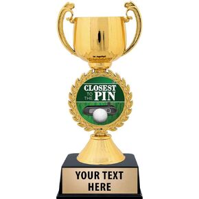 Crown Awards Personalized Golf Trophy, 7.25" Gold Cup Golf Closest to The Pin Trophies with Free Custom Engraving Prime