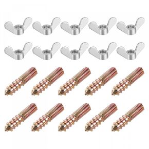 uxcell M6 Wing Nuts Butterfly Nut Silver Tone 20pcs and M6x30mm Hanger Bolt Double Headed Screw 20pcs